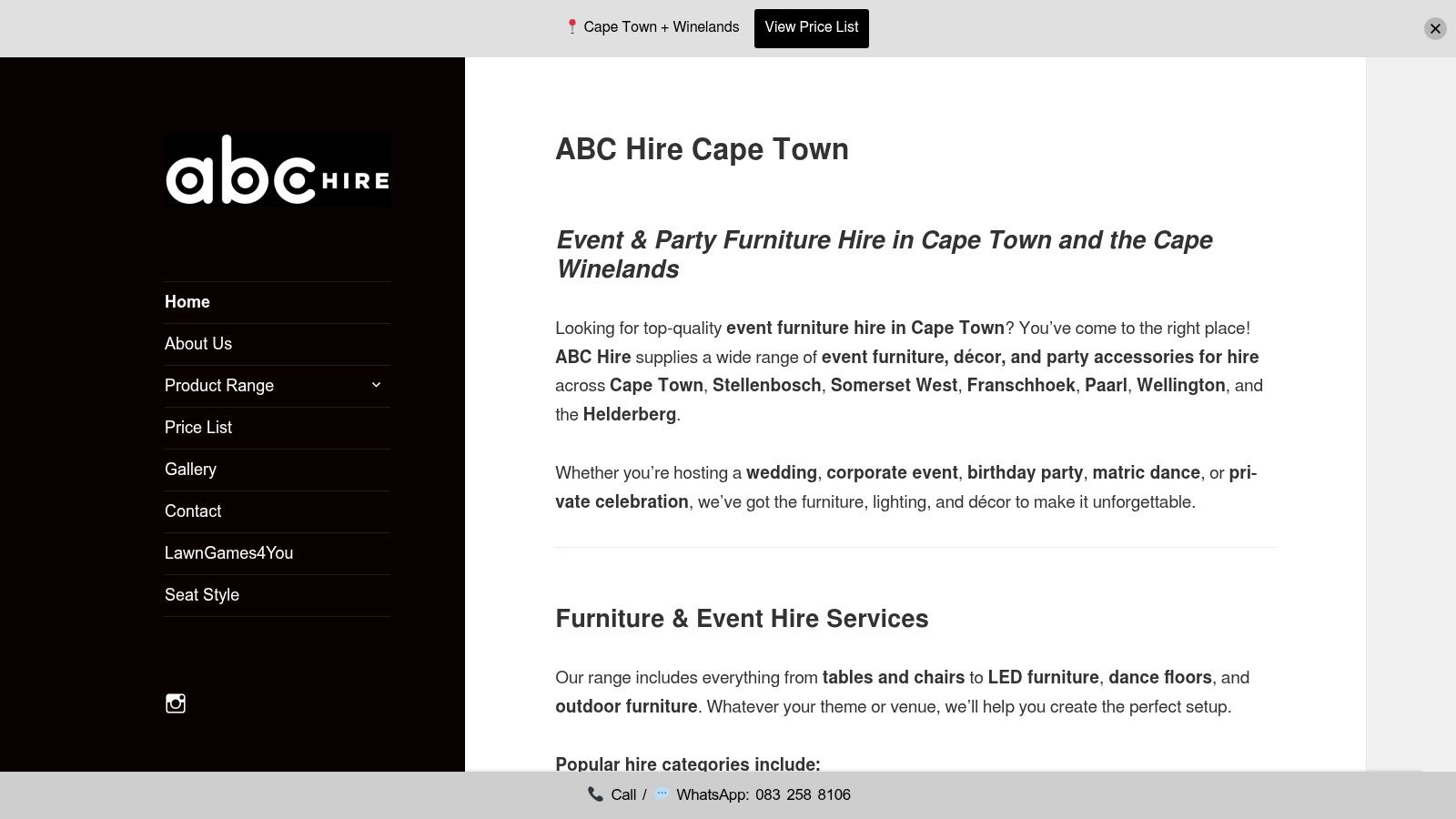 Screenshot from https://abchire.co.za