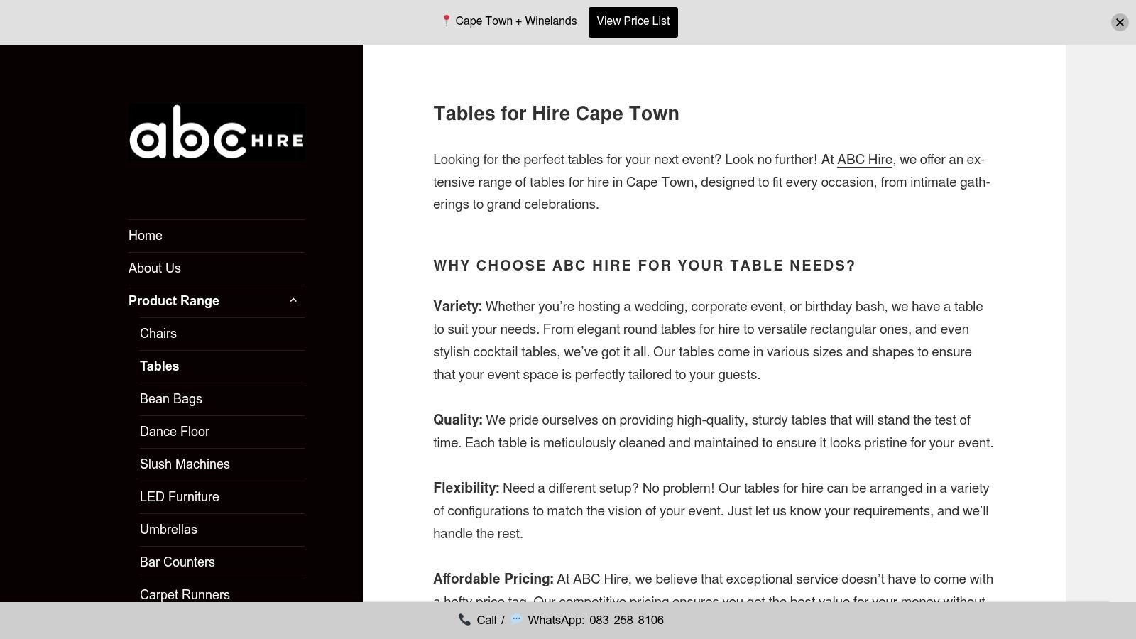 Screenshot from https://abchire.co.za/tables-for-hire-cape-town/