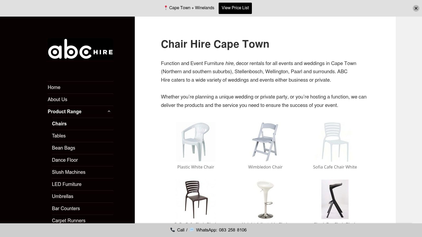 Screenshot from https://abchire.co.za/chairs/
